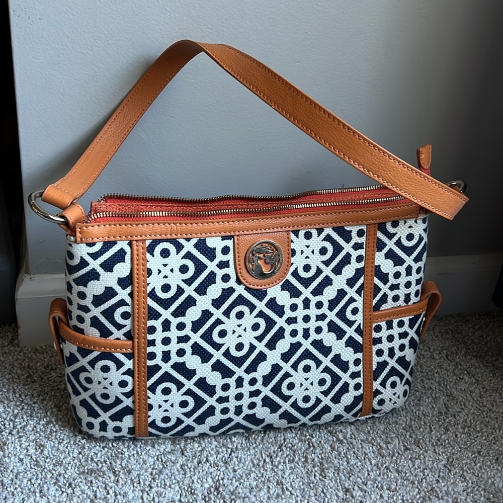 Spartina 449 navy/white/orange nautica purse